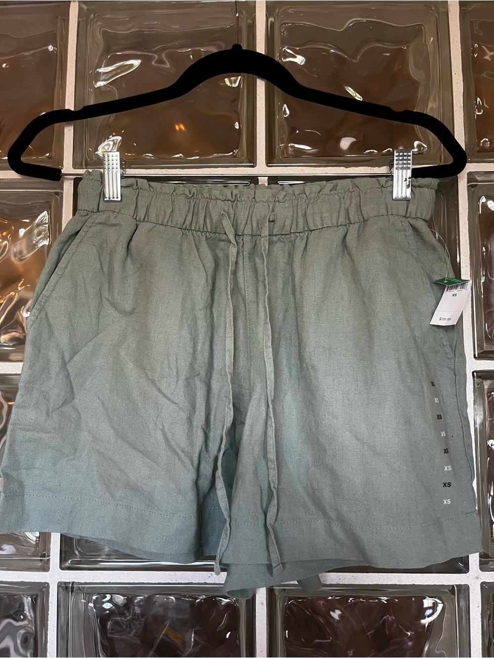 GAP Women’s Linen-Blend Drawstring Shorts - Sage Green